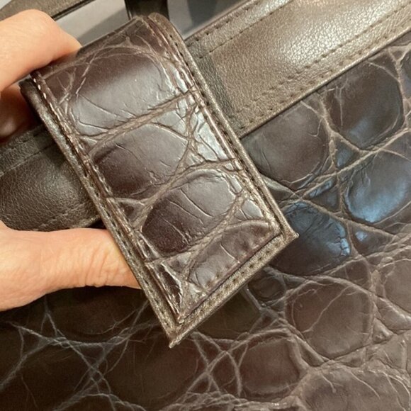 BROWN Croc Shoulder Bag - Picture 10 of 11